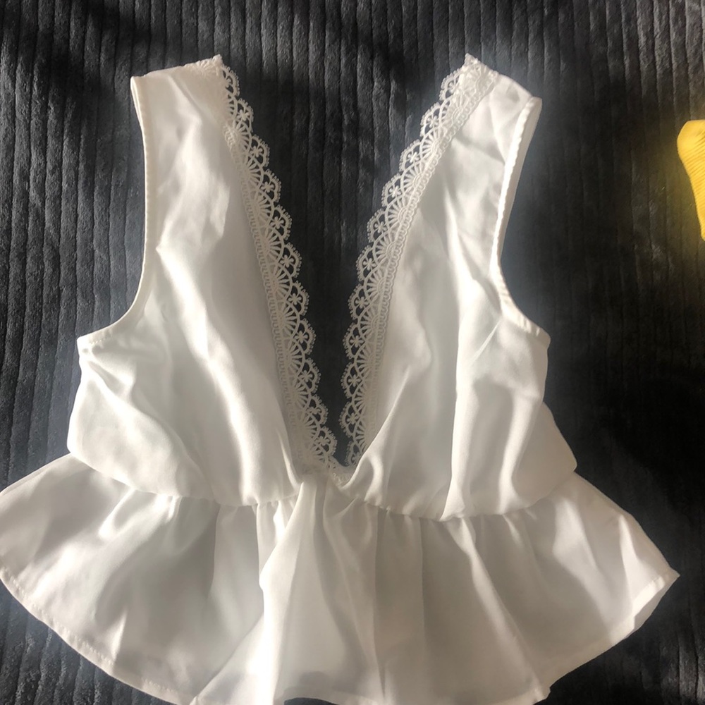 Off white deep V top